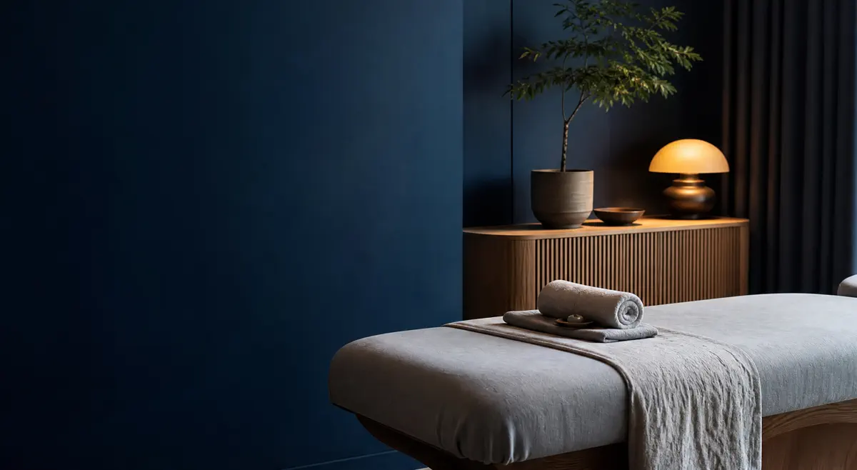 Calm contemporary spa entrance space